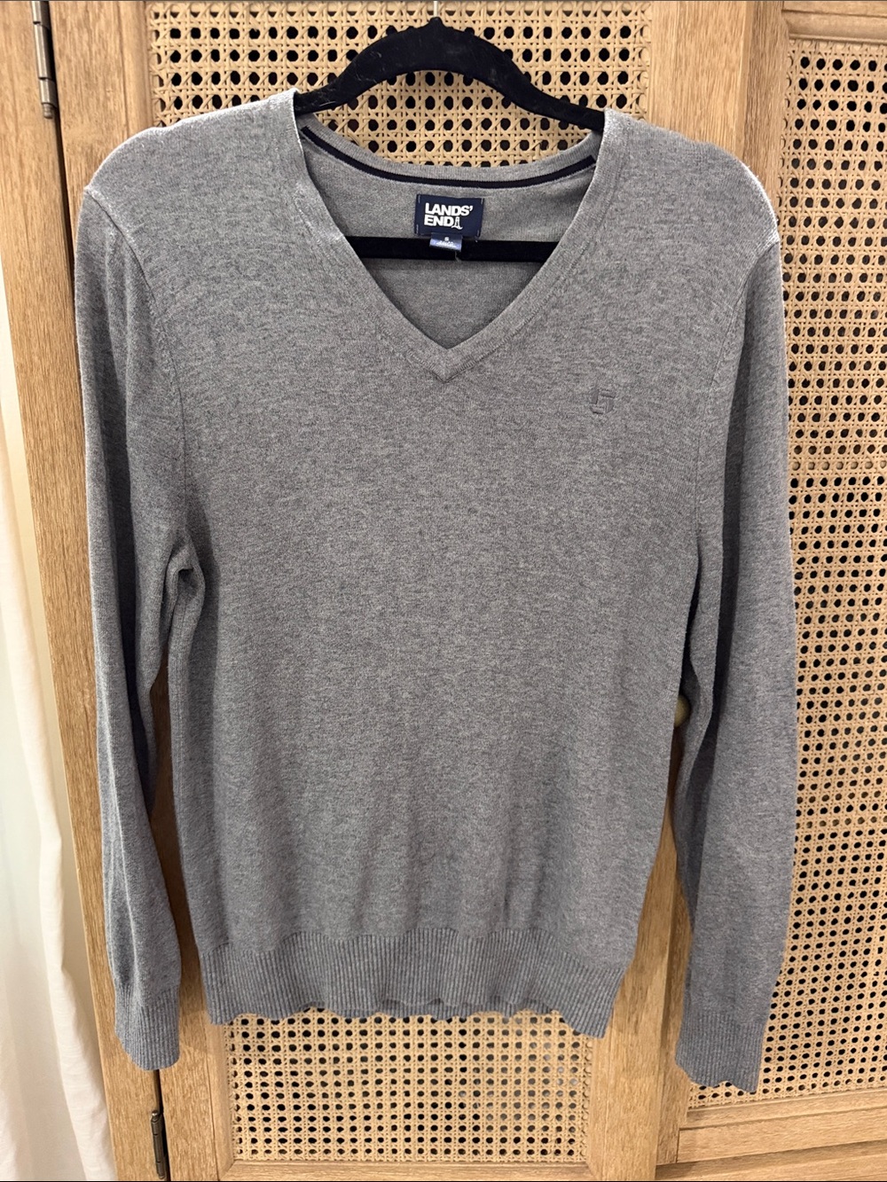 Lands' End Women’s V-Neck Sweater in Heather Gray